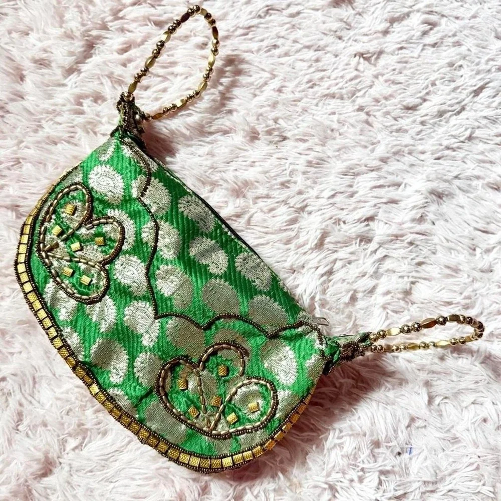 Beaded Gold Regal Intricate Ethnic Artisan Earthy Potli‎ Clutch Purse Festival